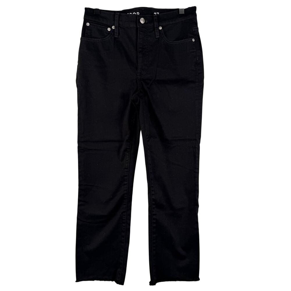J.Crew Demi Boot Crop Jeans High Rise Black Raw Hem Stretch Denim Size 27 W27